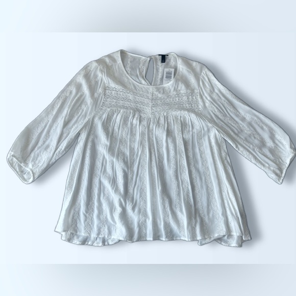 New Torrid White Hi-Lo Eyelet & Lace blouse - Picture 3 of 8